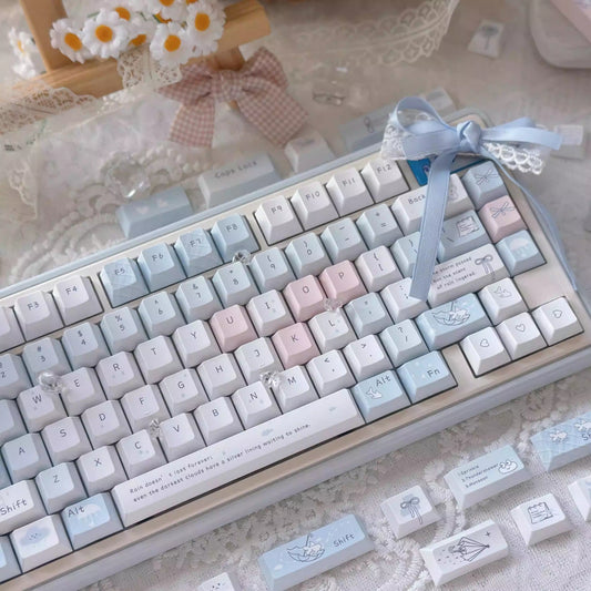 Blue Rain Five-sided Sublimation Cute Keycaps Suitable For Mechanical Keyboards